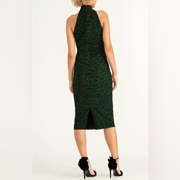 Rachel Roy Midi Dress size L! Fits like a 10/12. Emerald green cheetah print - Picture 3 of 4